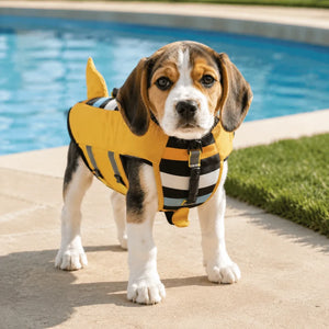 Tamecare Yellow Clownfish Dog Life Jacket | Reflective Buoyant Pet Swimming Vest
