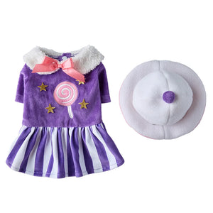 Tamecare Purple Sweetheart Christmas Dog Dress and Hat Set