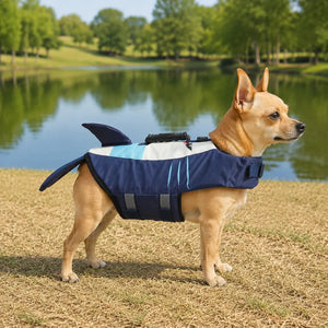 Tamecare Shark Dog Life Jacket Reflective Buoyant Pet Swimming Vest