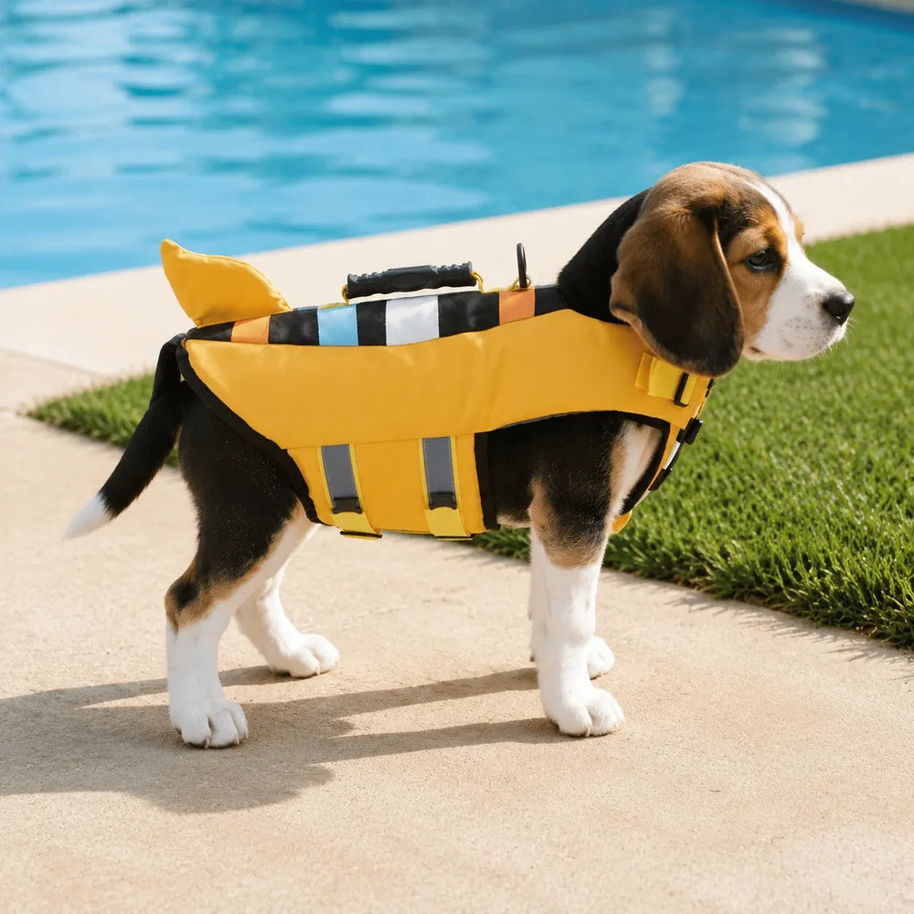 Tamecare Yellow Clownfish Dog Life Jacket | Reflective Buoyant Pet Swimming Vest