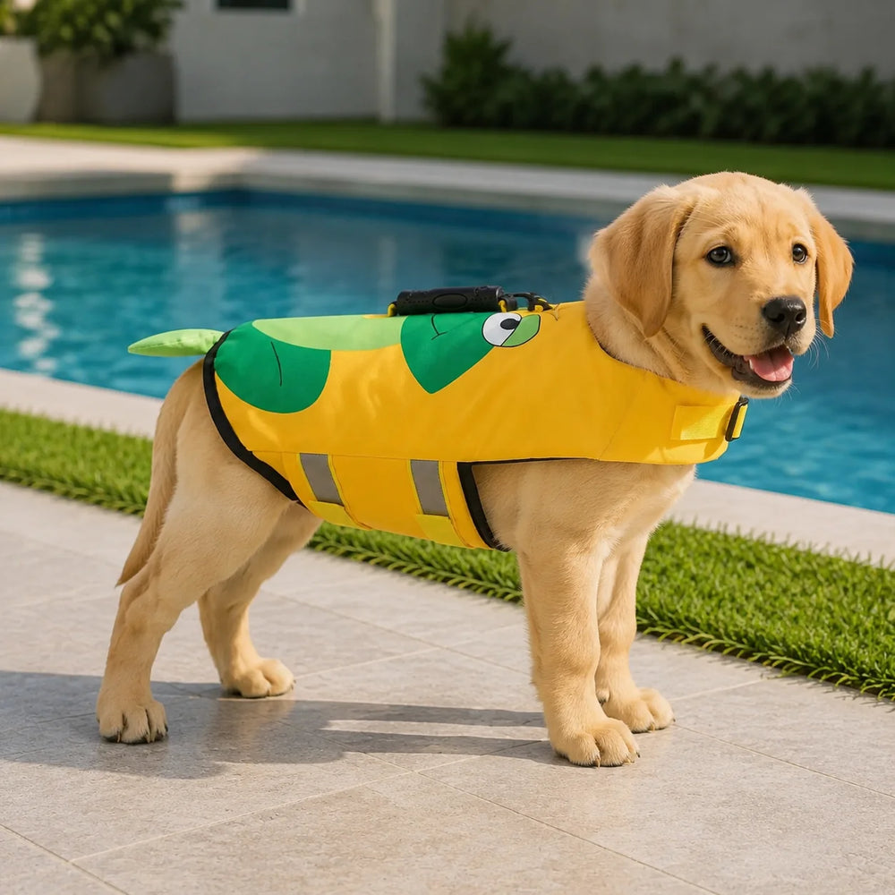 Tamecare Frog Dog Life Jacket | Reflective Buoyant Pet Swimming Vest