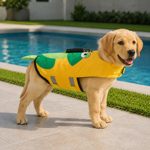 Tamecare Frog Dog Life Jacket | Reflective Buoyant Pet Swimming Vest