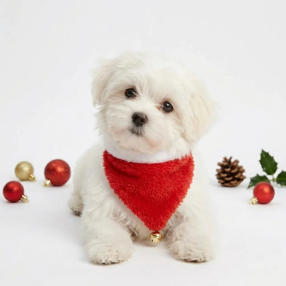 Tamecare Red Christmas Bell Dog Bandana