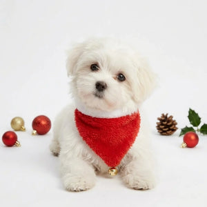 Tamecare Red Christmas Bell Dog Bandana