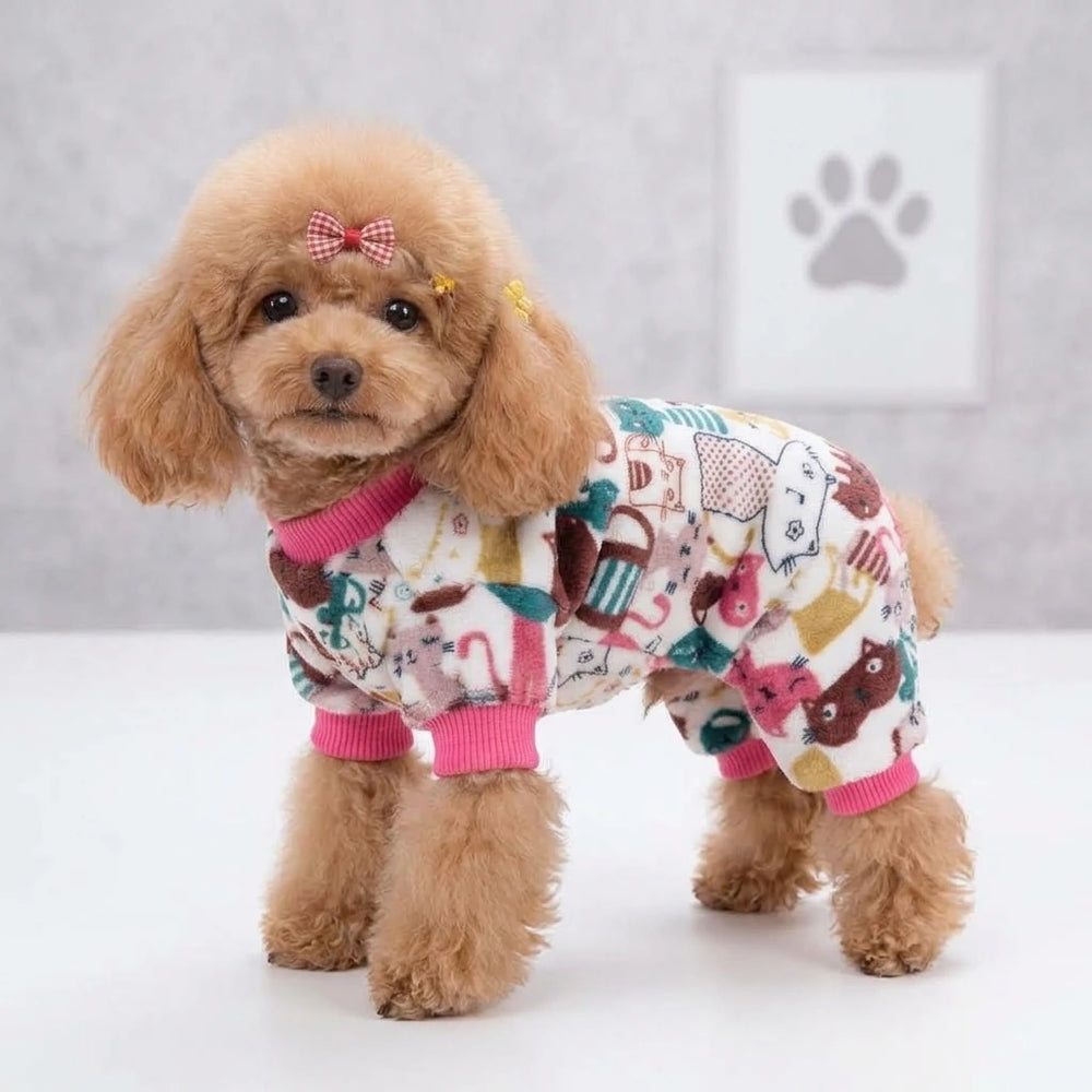 Tamecare Assorted Cat Print Velvet Dog Onesie