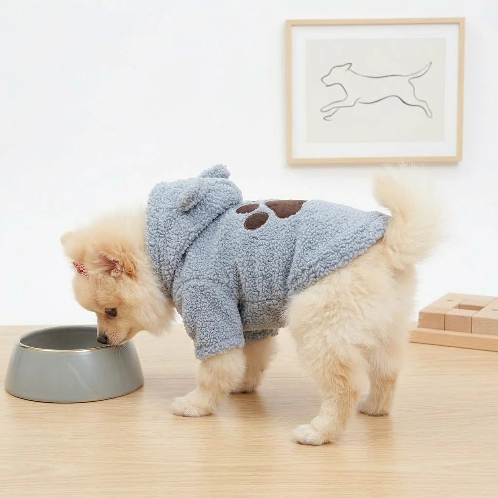 Tamecare Blue Teddy Bear Fleece Dog Hoodie