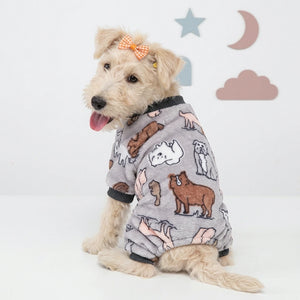 Tamecare Grey Animal Print Plush Dog Onesie