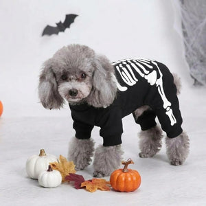 Tamecare Black Skeleton Print Dog Outfit
