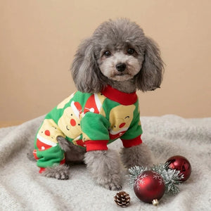 Tamecare Green Santa and Reindeer Christmas Dog Pajamas