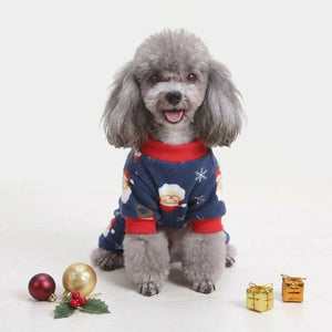 Tamecare Navy Santa and Snowflake Christmas Dog Pajamas