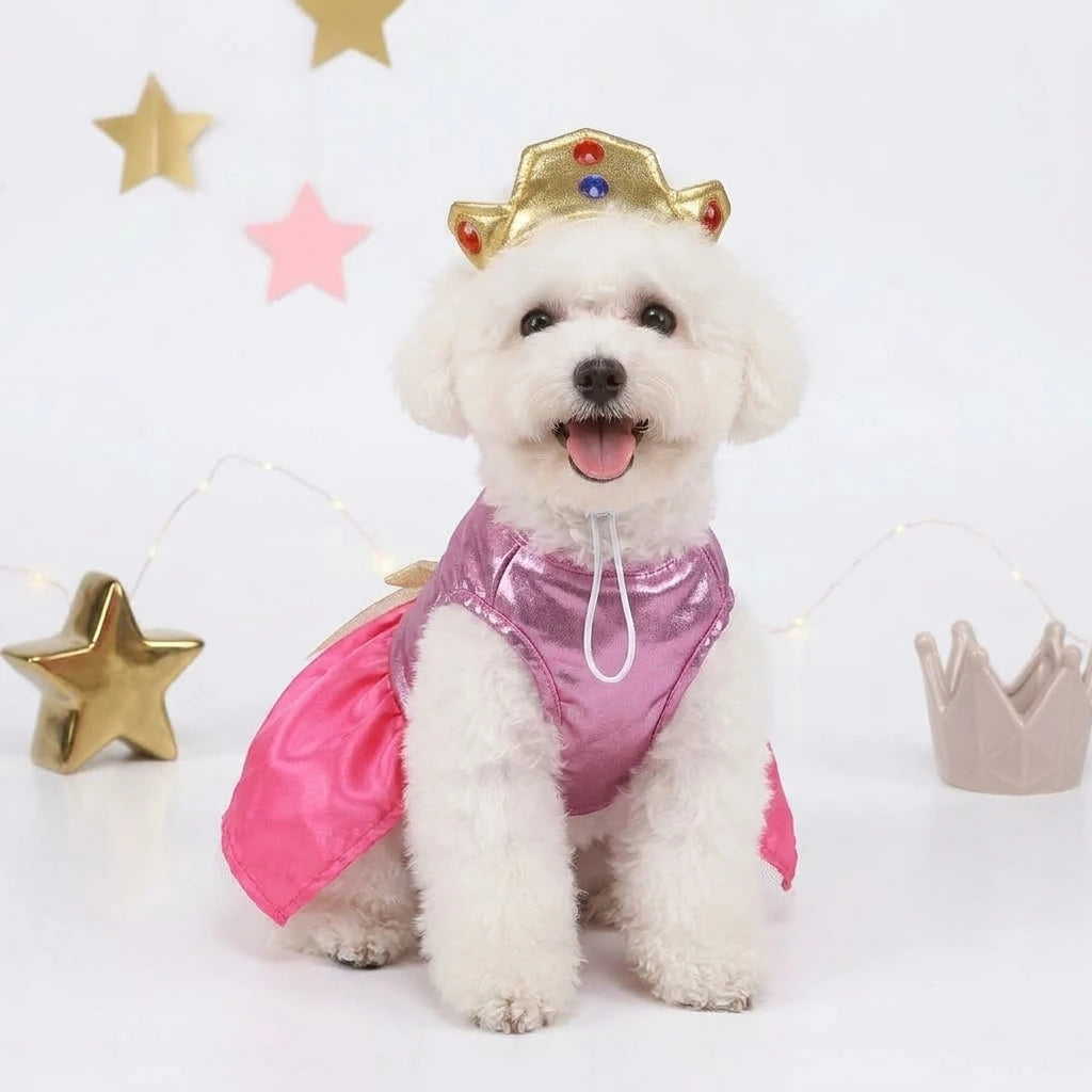 Pink Princess Dog Dress with Crown