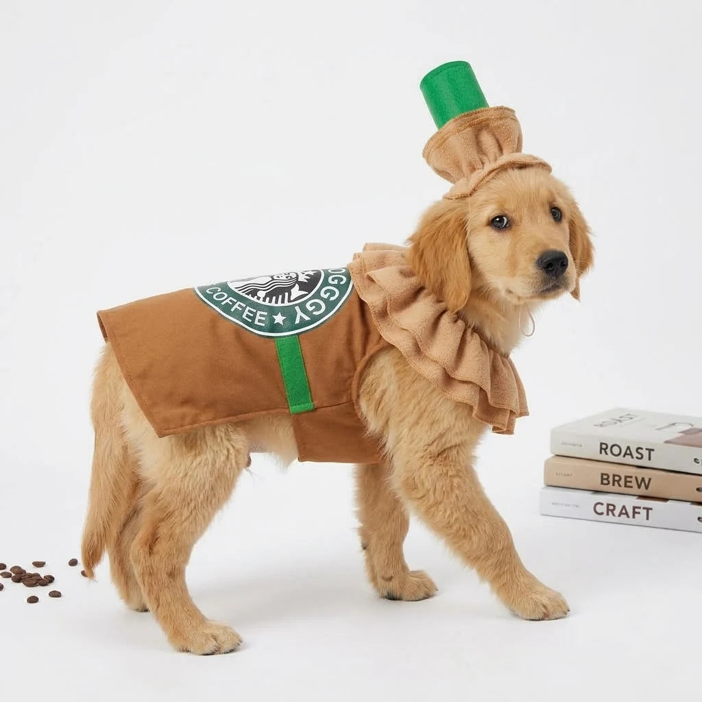 Tamecare Brown Latte Dog Costume Set with Hat