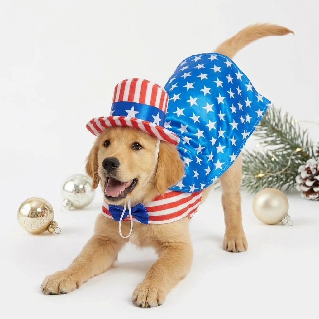 Tamecare Red White and Blue USA Santa Dog Costume