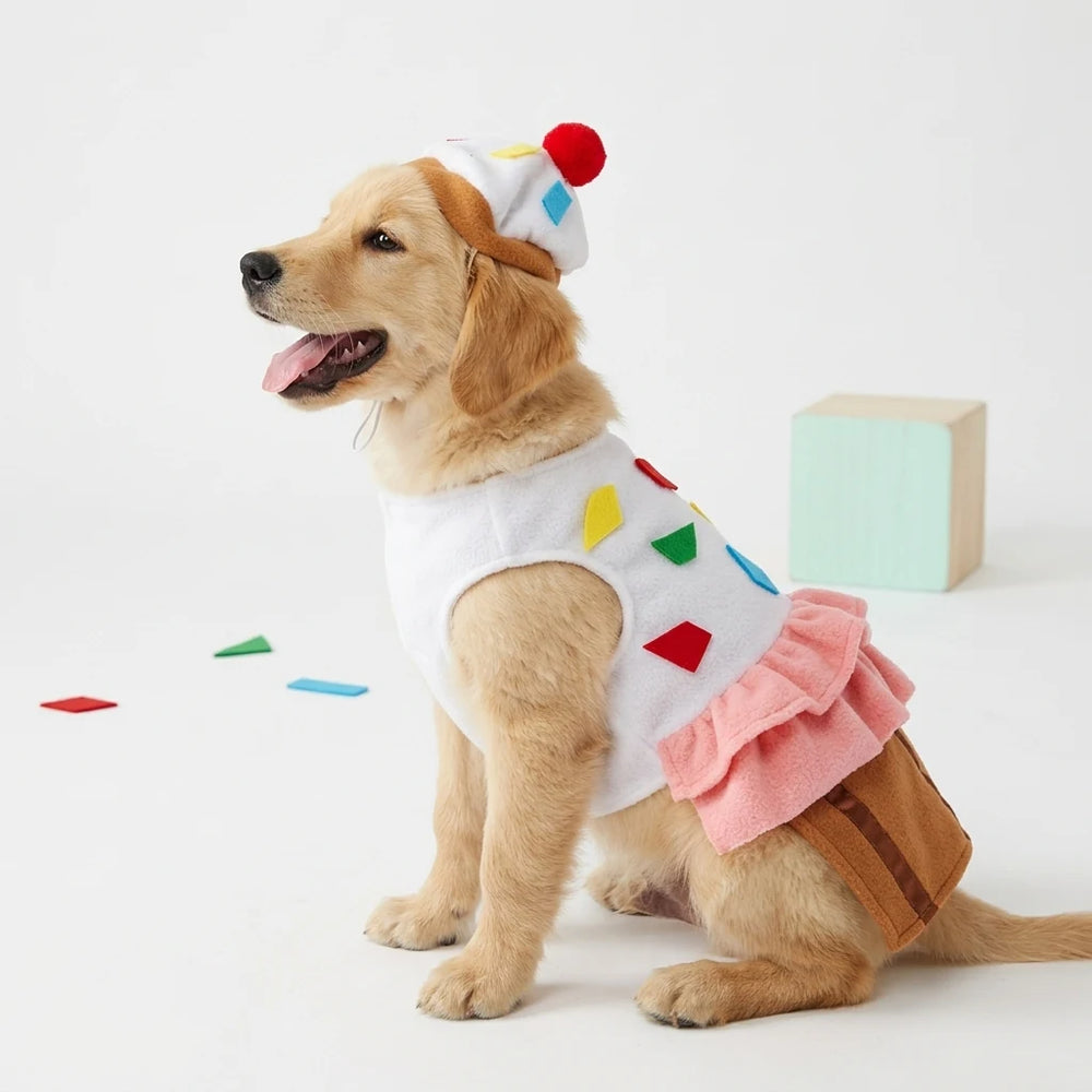 Tamecare Red Cupcake Dog Costume Set with Hat