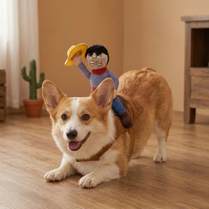 Tamecare Dog Cowboy Costume with Plush Saddle, Halloween Pet Outfit
