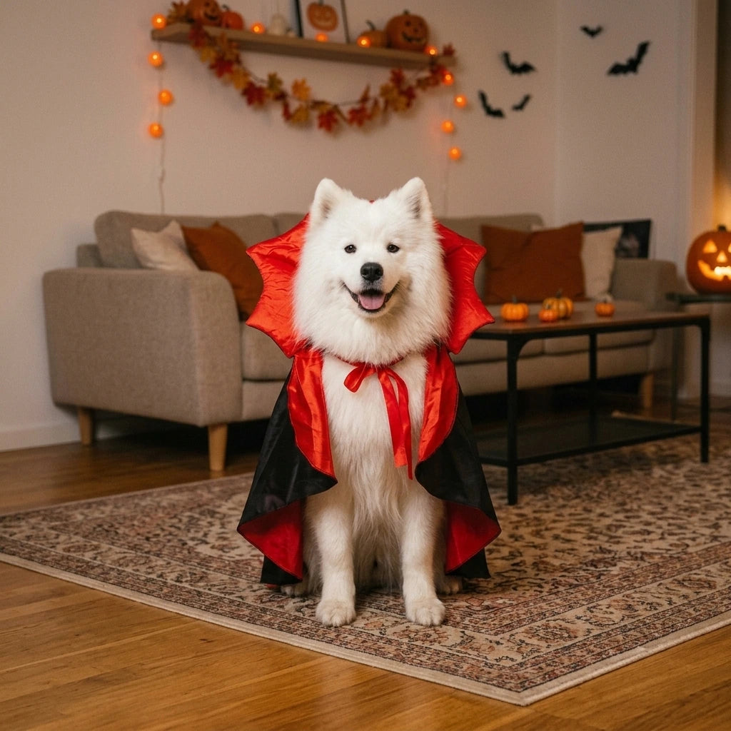 Tamecare Vampire Dog Costume, Black and Red Devil Cape