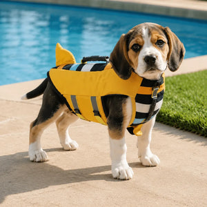 Tamecare Yellow Clownfish Dog Life Jacket | Reflective Buoyant Pet Swimming Vest