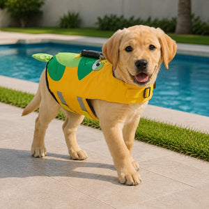 Tamecare Frog Dog Life Jacket | Reflective Buoyant Pet Swimming Vest