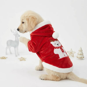 Tamecare Red Christmas Bear Dog Hoodie