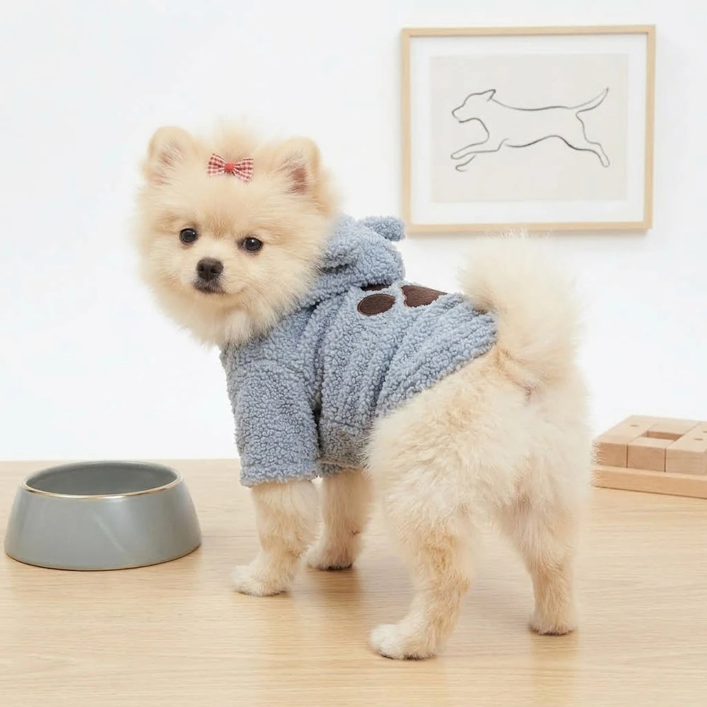 Tamecare Blue Teddy Bear Fleece Dog Hoodie