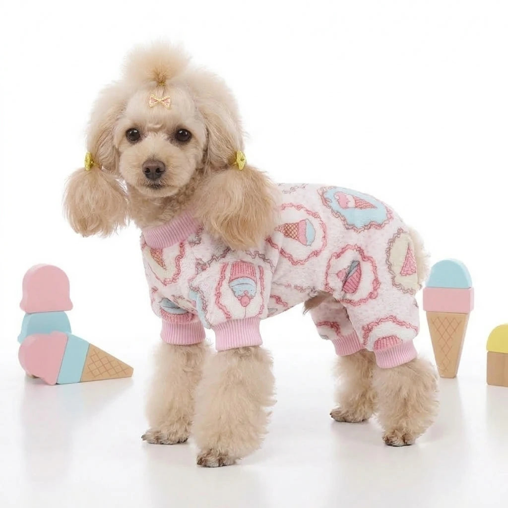 Tamecare Birthday Cake Four-Legged Velour Dog Onesie