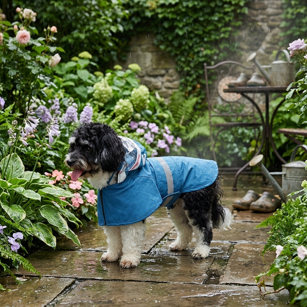 Shark Waterproof Dog Raincoat with Reflective Strip