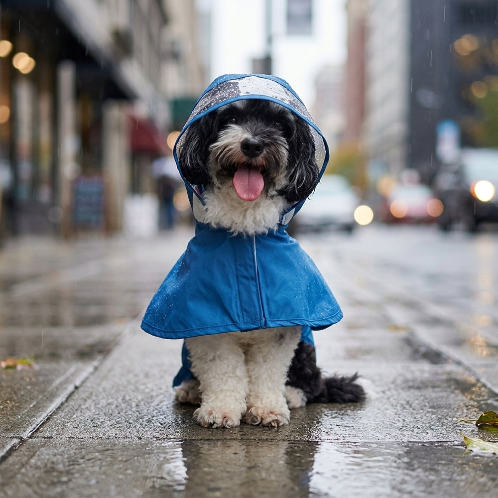 Shark Waterproof Dog Raincoat with Reflective Strip