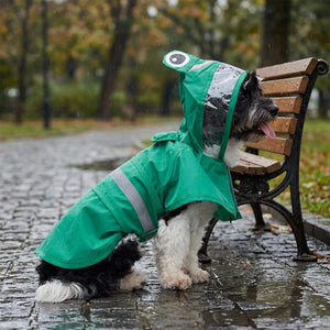Frog Waterproof Dog Raincoat with Reflective Strip & Leash Hole