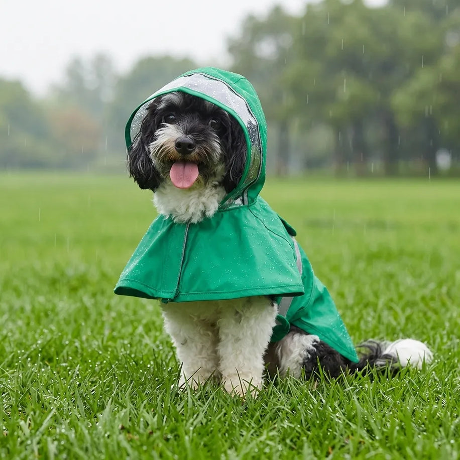 Frog Waterproof Dog Raincoat with Reflective Strip & Leash Hole