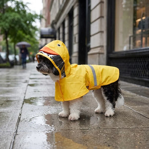 Reflective Duck Dog Raincoat with Tail Cover & Leash Hole, Medium Large Breeds