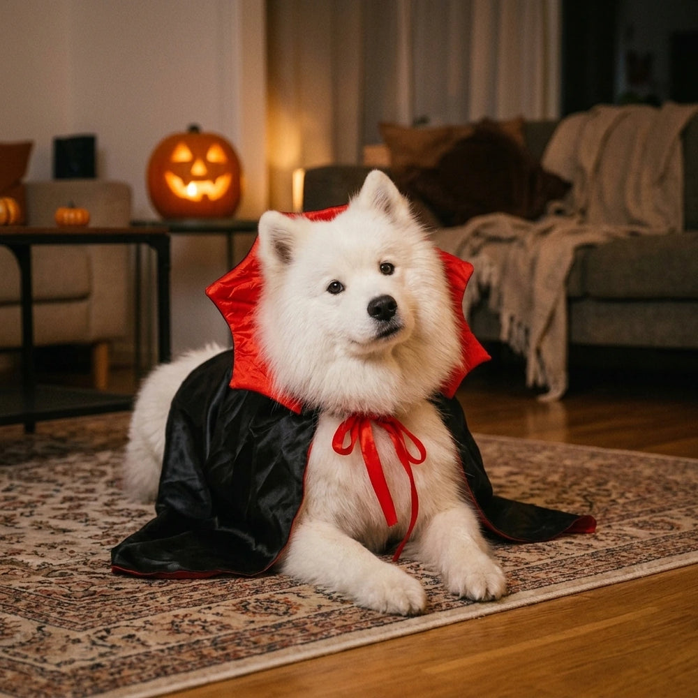 Tamecare Vampire Dog Costume, Black and Red Devil Cape