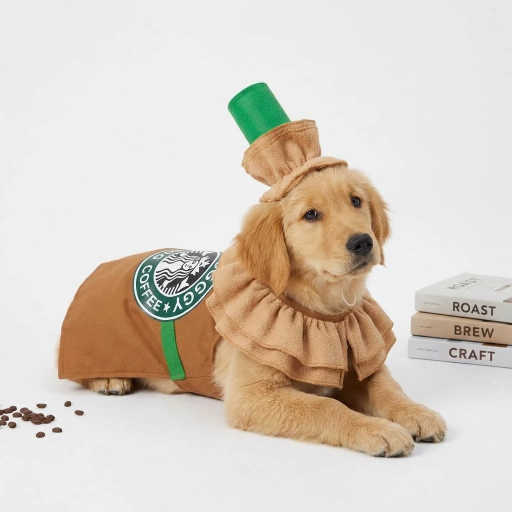Tamecare Brown Latte Dog Costume Set with Hat