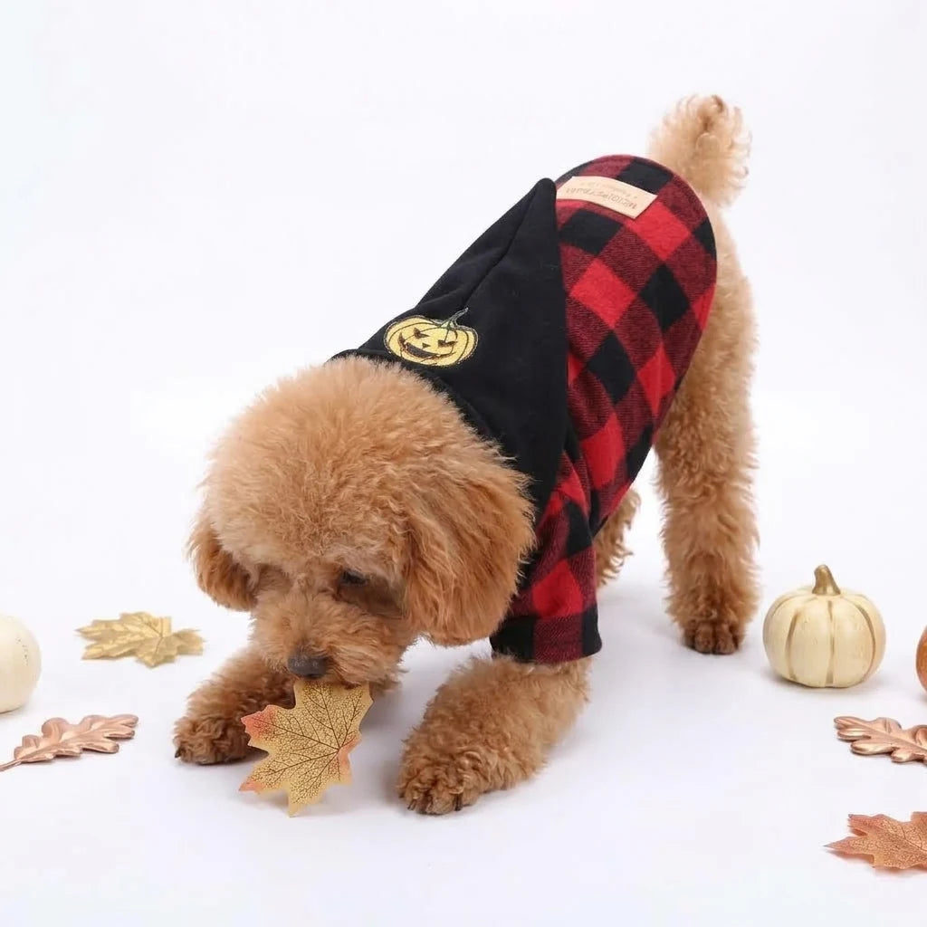 Tamecare Red and Black Plaid Hooded Dog Shirt
