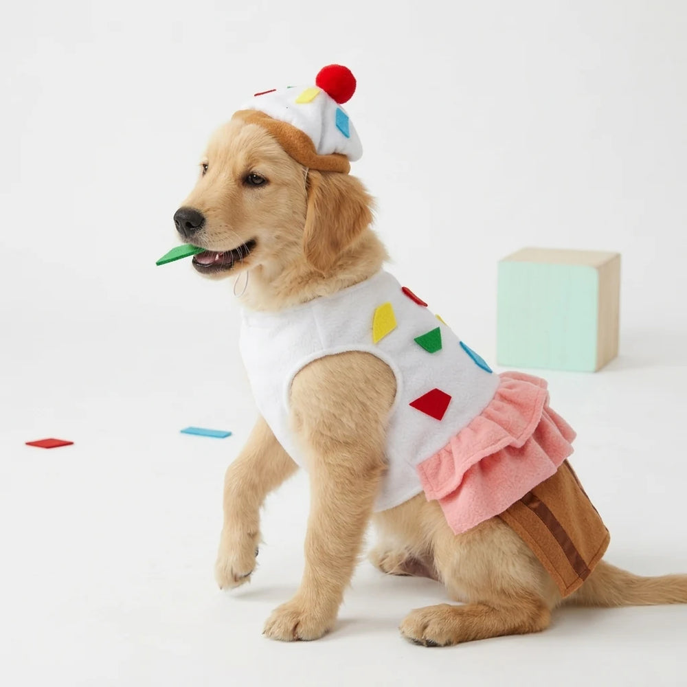 Tamecare Red Cupcake Dog Costume Set with Hat
