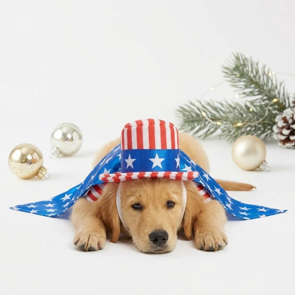 Tamecare Red White and Blue USA Santa Dog Costume