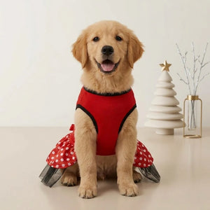 Tamecare Red Reindeer Applique Puppy Dress