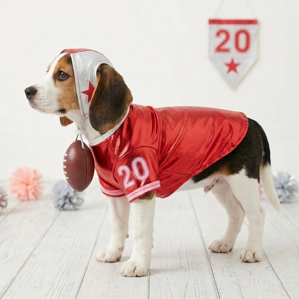 Red Football Cheerleader Dog Costume