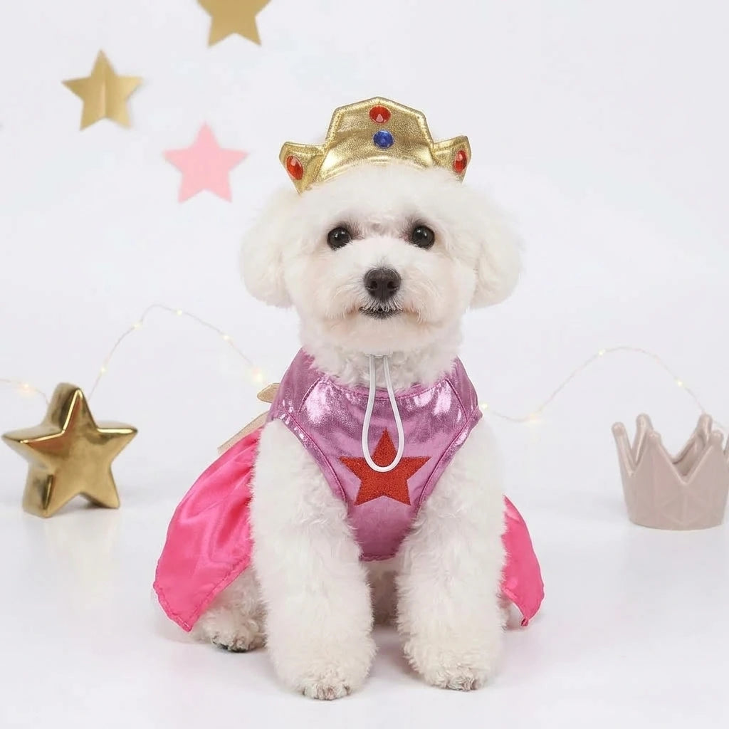 Pink Princess Dog Dress with Crown