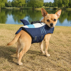 Tamecare Shark Dog Life Jacket Reflective Buoyant Pet Swimming Vest