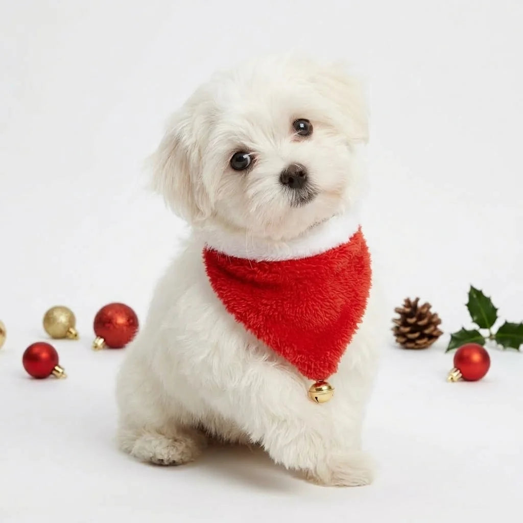 Tamecare Red Christmas Bell Dog Bandana