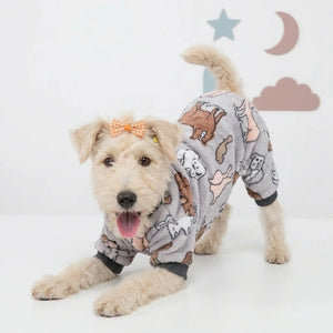 Tamecare Grey Animal Print Plush Dog Onesie