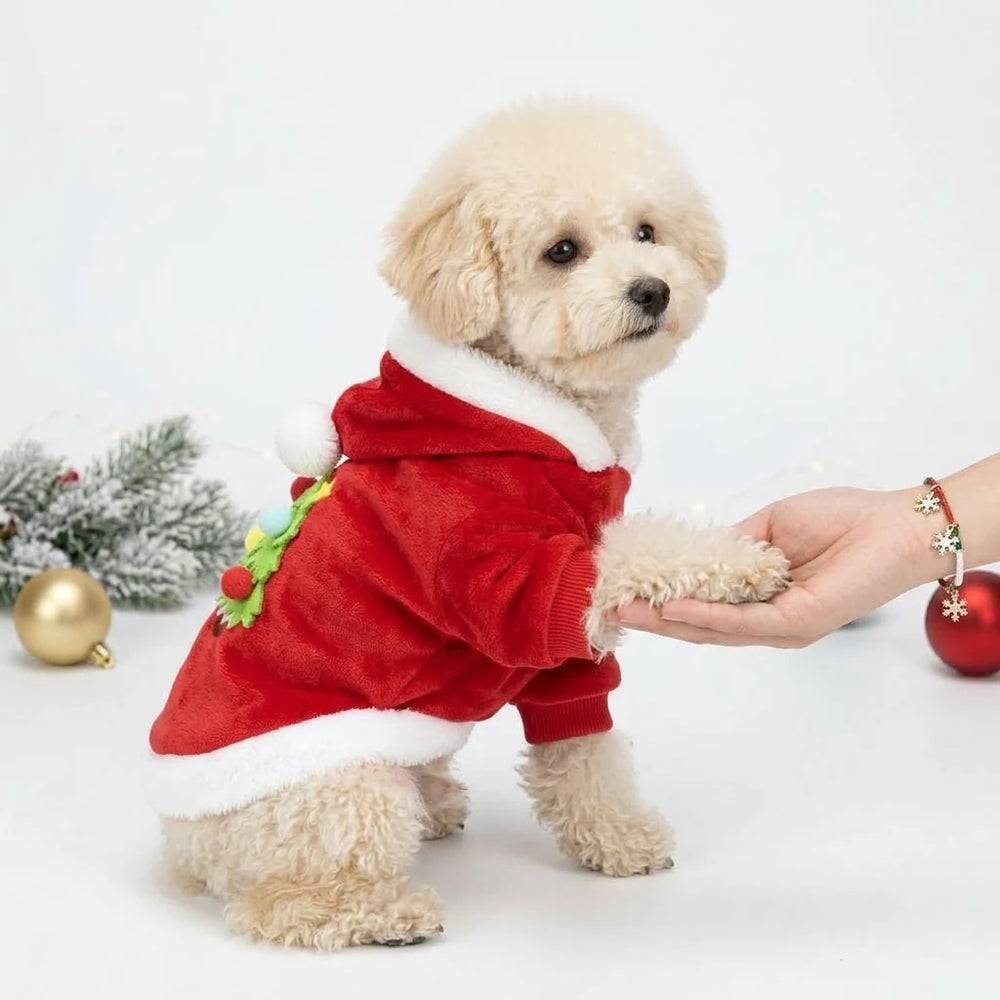 Tamecare Red Christmas Tree Dog Hoodie