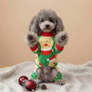 Tamecare Green Santa and Reindeer Christmas Dog Pajamas