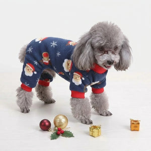 Tamecare Navy Santa and Snowflake Christmas Dog Pajamas