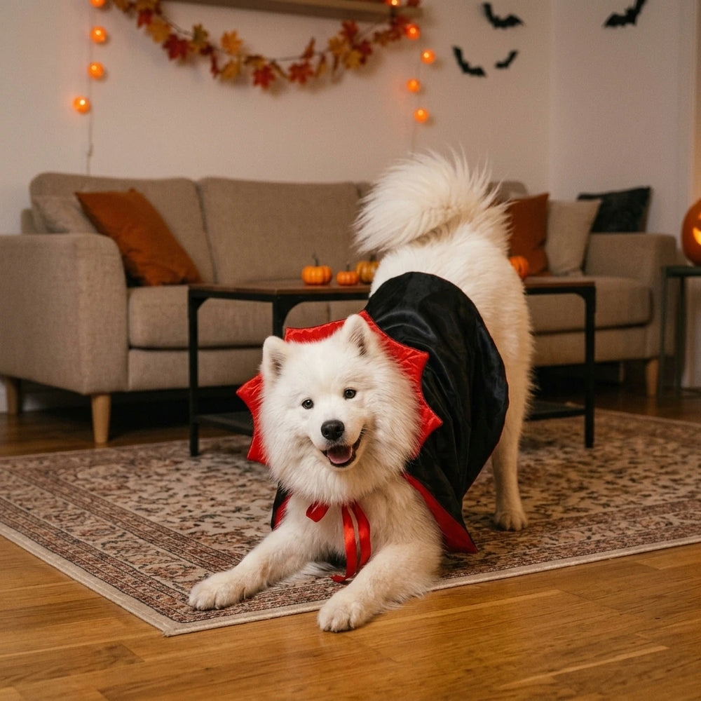 Tamecare Vampire Dog Costume, Black and Red Devil Cape