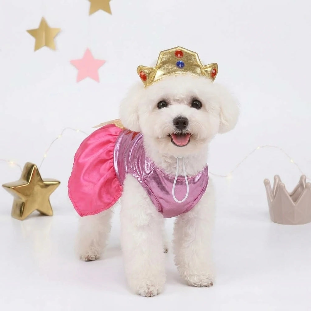 Pink Princess Dog Dress with Crown