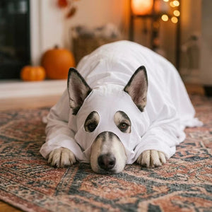 Tamecare Ghost Dog Costume with Glow Eyes, Halloween Pet Outfit