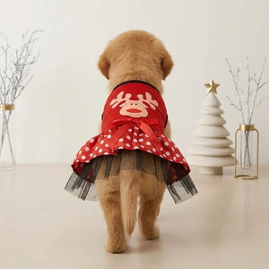 Tamecare Red Reindeer Applique Puppy Dress