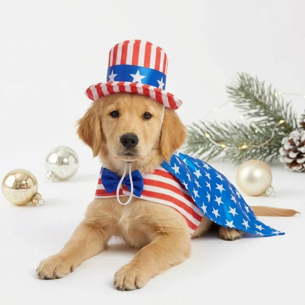 Tamecare Red White and Blue USA Santa Dog Costume