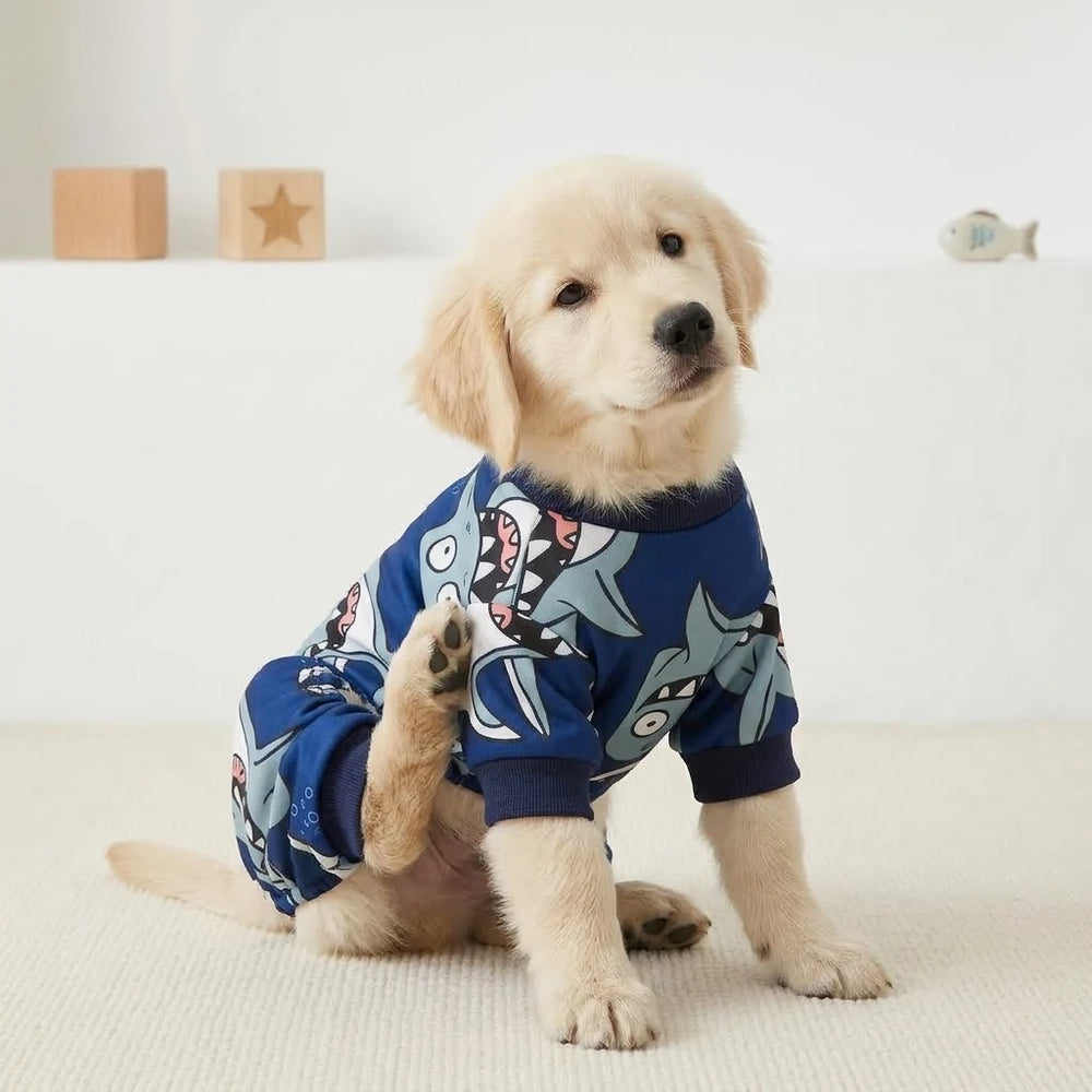 Tamecare Blue Shark Print Dog Pajamas